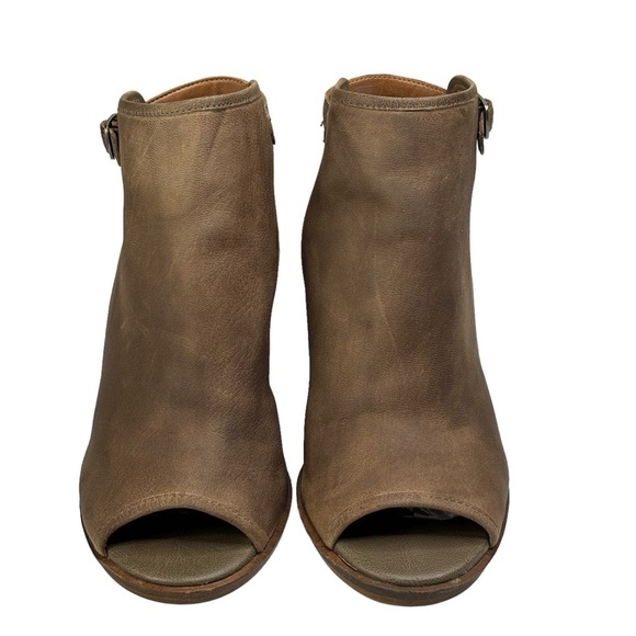 Lucky Brand Choco Brown Open Toe Ankle Strap Sandal Bootie Size 8 Block 4” Heels - Picture 4 of 13